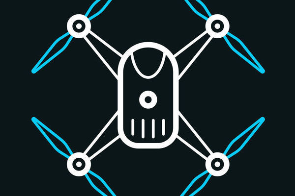 Icons of "Drone - Quadcopter" for your own design. Two versions of line icon with editable strokes included in the bundle: - One black and blue icon on a blank background. - One white and blue icon on a black background. Vector Illustration (EPS file, well layered and grouped). Easy to edit, manipulate, resize or colorize. Vector and Jpeg file of different sizes.